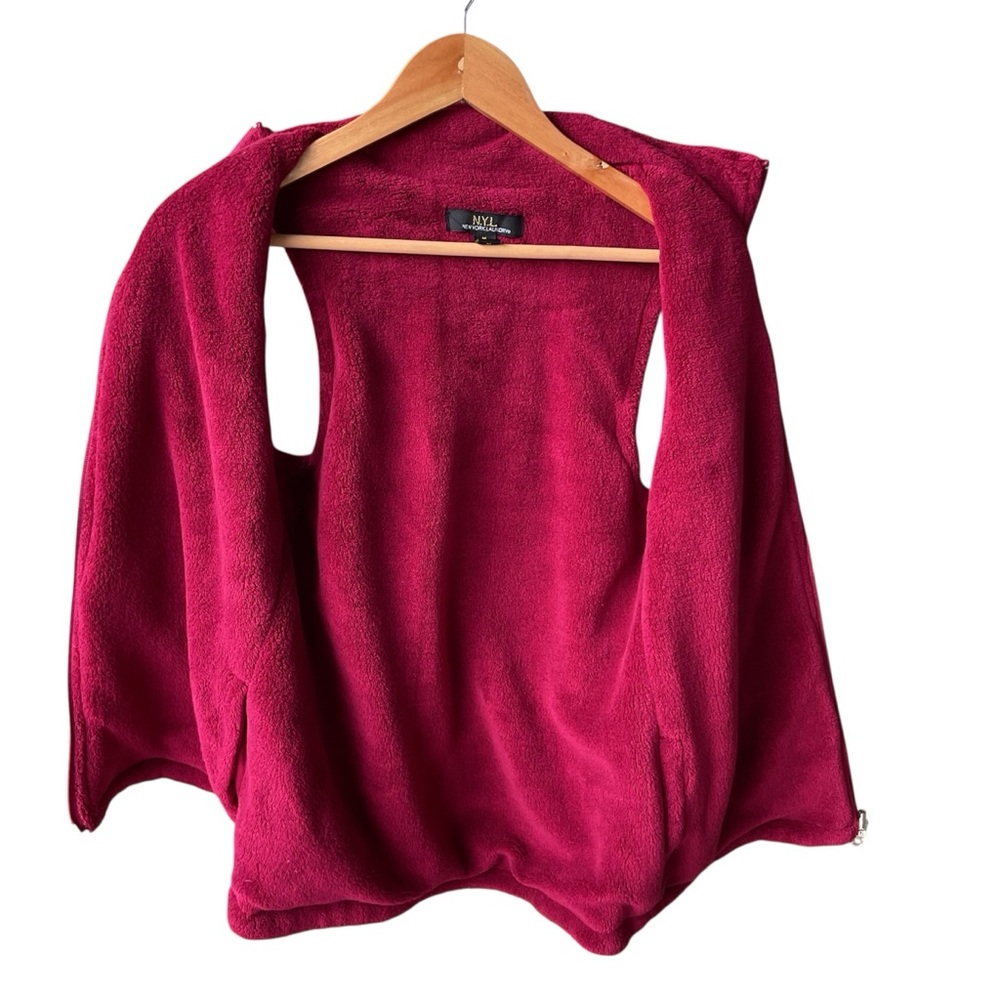 New York laundry Vest Jacket Reversible Deep Red Fleece Fair Isle Preppy consign - Picture 4 of 10